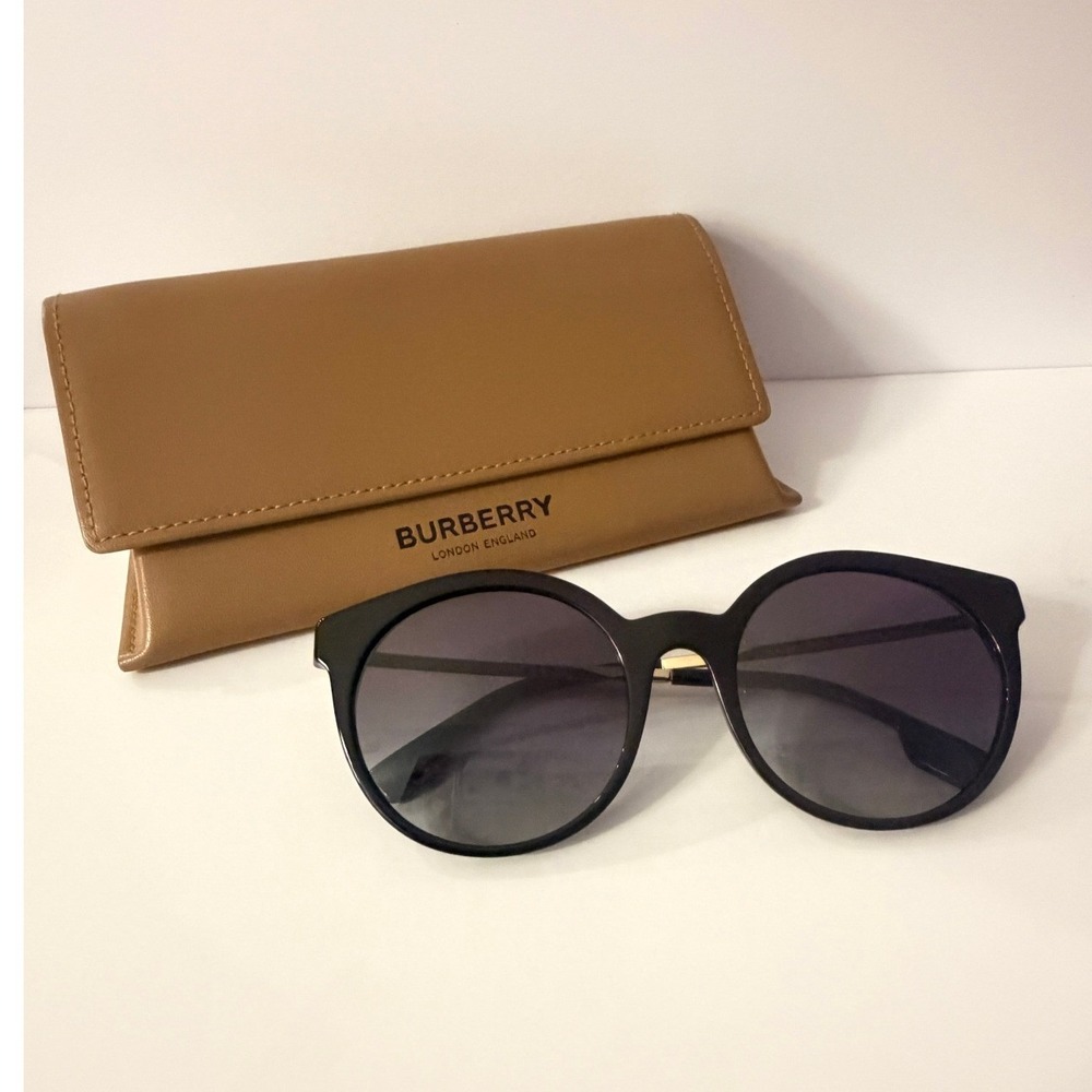 Burberry Sunglasses Round Black Gold B 4296 Italian Designer Eyewear